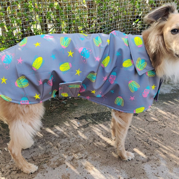 Raincoat Shower Proof Water Resistant Soft Shell Fleece Sighthound Whippet Greyhound Saluki Long Dog Velcro Dry Warm Jacket Clothes