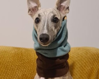 Dog Extra Long Double Two Tone Snood Sighthound Whippet Fleece Neck Scarf