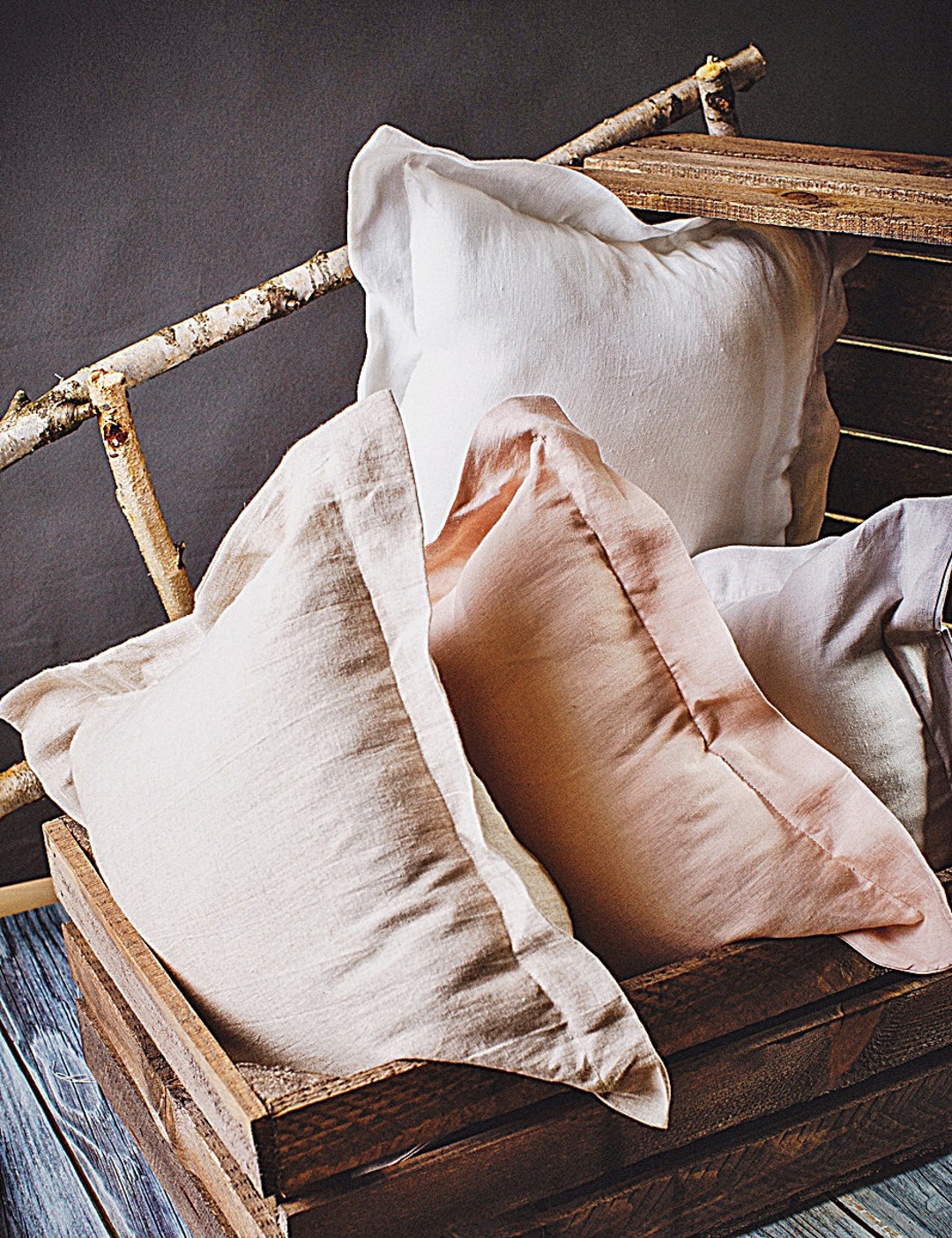 Set of Frill Linen Pillow Case Pillow Cover 100 Linen With Etsy UK