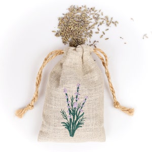 One small linen bag with dry lavender flowers handmade, natural linen, aromatic bag, minimalist, scented bag, provance, lavender, eco. Bild 2