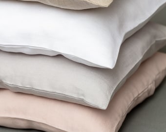 Set of frill linen pillow case pillow cover 100% linen with ruffles natural