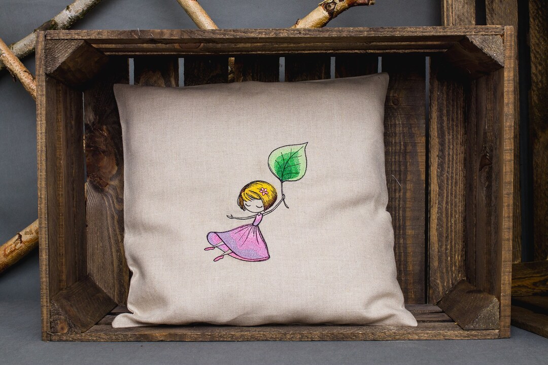 Embroidery Linen Pillow Case for Children Natural Etsy