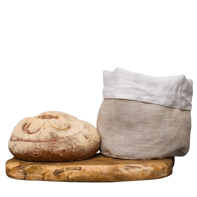 Linen bread basket, bread bag two-layer with lining. ECO, ZERO WASTE, natural linen. image 4