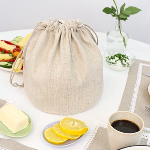 Linen bread basket, bread bag two-layer with lining. ECO, ZERO WASTE, natural linen. image 3