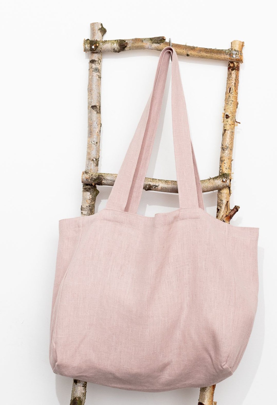 Linen Shopper Bag With Inside Pocket Minimalist Solid Roomy Etsy UK