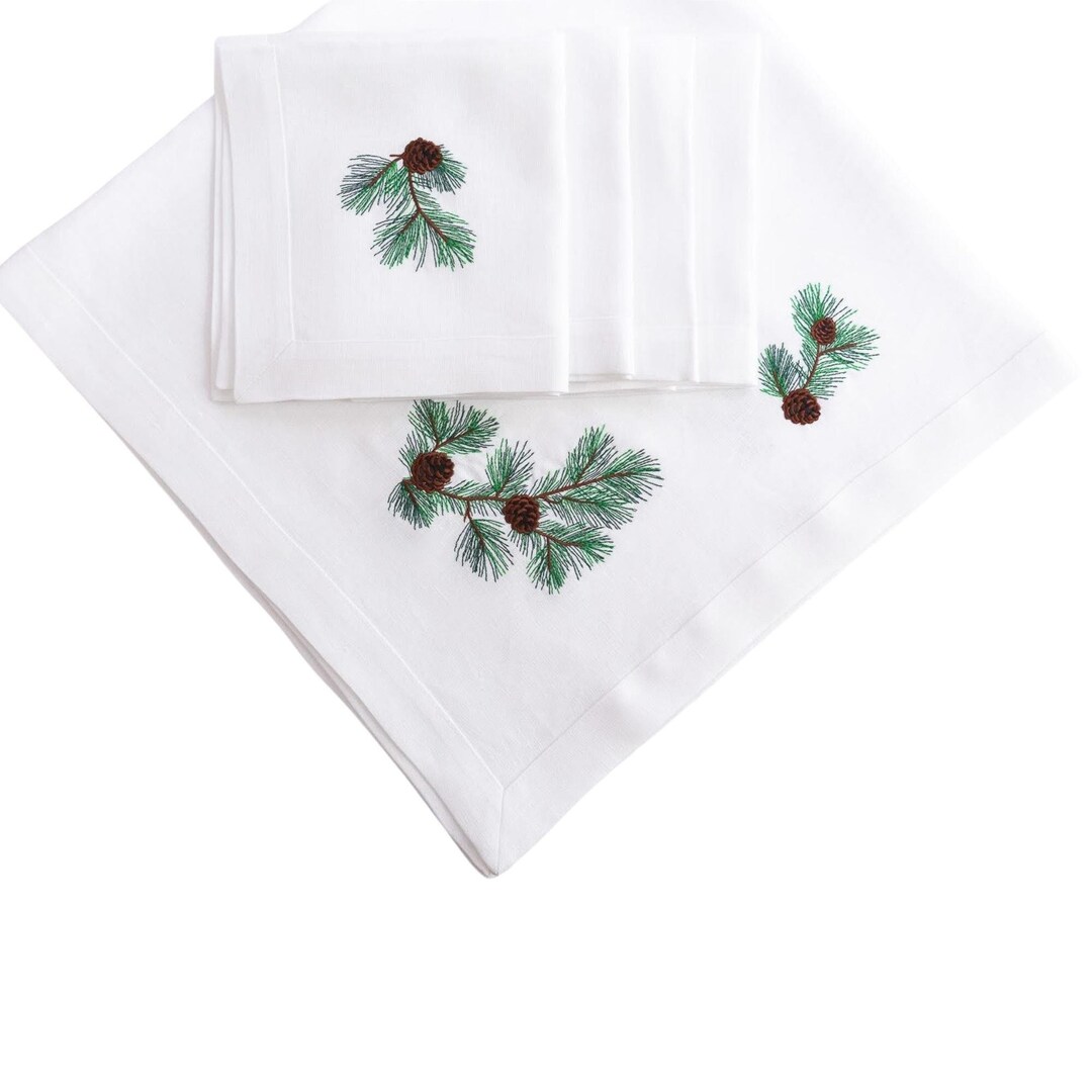 NAPKINS | 17square 100% Linen Dinner Napkins with Thyme Embroidery