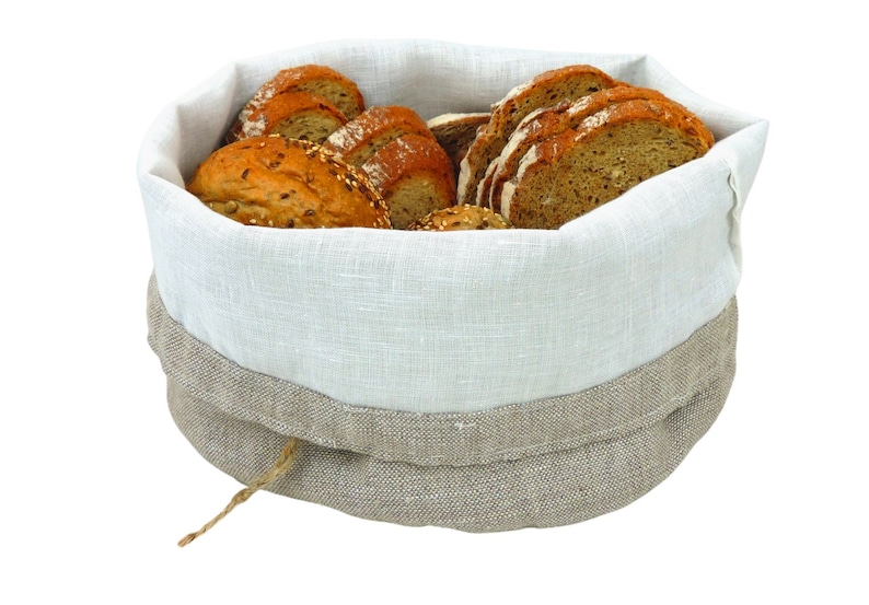 Linen bread basket, bread bag two-layer with lining. ECO, ZERO WASTE, natural linen. image 6