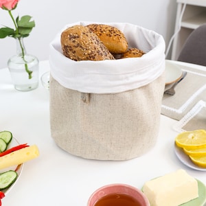 Linen bread basket, bread bag two-layer with lining. ECO, ZERO WASTE, natural linen. image 1