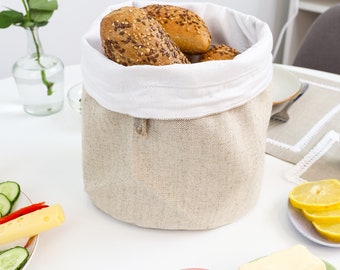 Linen bread basket, bread bag two-layer with lining. ECO, ZERO WASTE, natural linen.