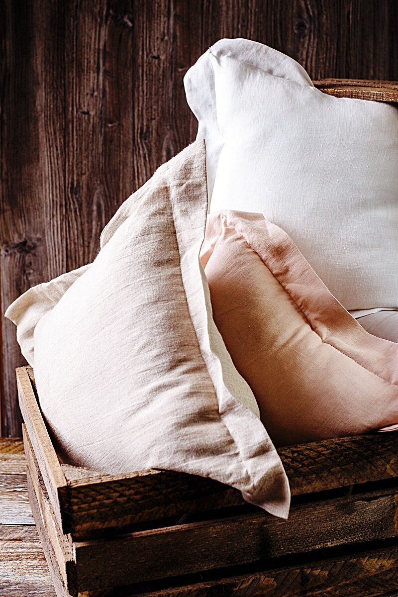 Set of Frill Linen Pillow Case Pillow Cover 100 Linen With Etsy UK