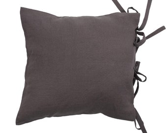 Linen pillow case with strings, elegant and natural, made of Polish flax. Different colors.