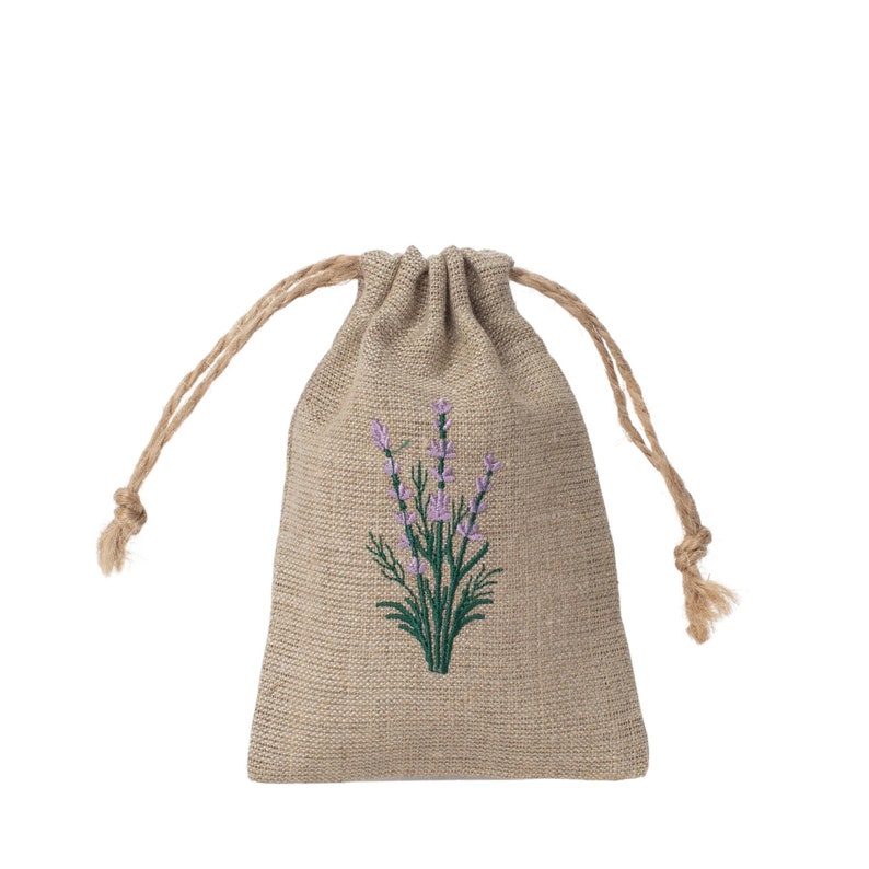 One small linen bag with dry lavender flowers handmade, natural linen, aromatic bag, minimalist, scented bag, provance, lavender, eco. Bild 3