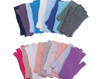 Fingerlose Damenhandschuhe aus reinem Kaschmir - Handgefertigt in Hawick, Schottland