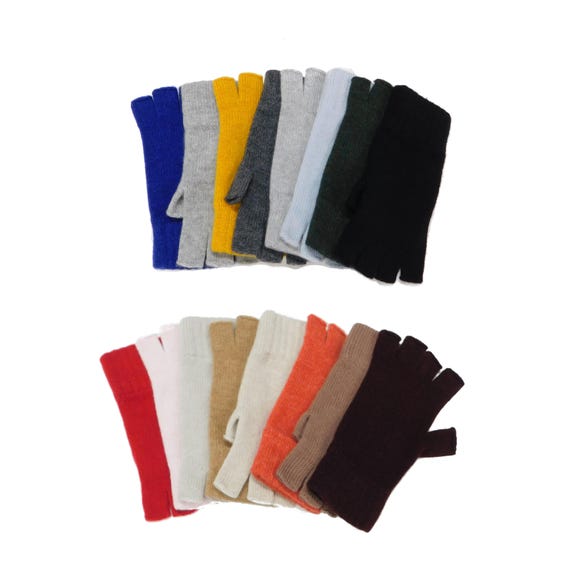 Ladies Pure Cashmere Fingerless Gloves: Keystone Thumb