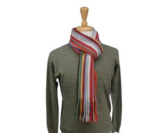 Angora & Wool Striped Scarf — Warp-Knitted in Hawick, Scotland