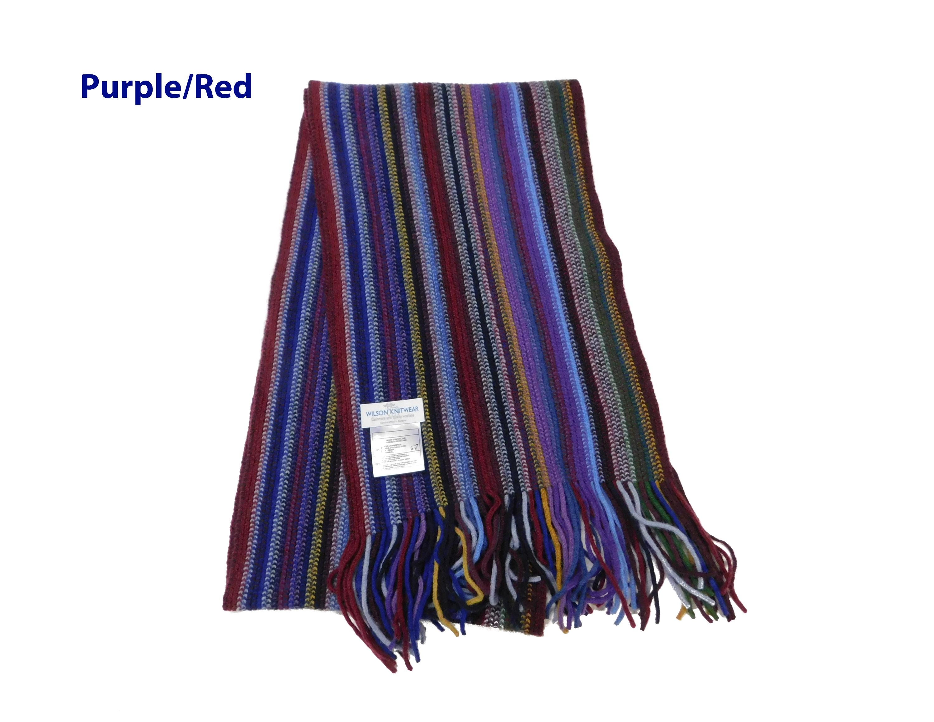 Stripe Scarf, Lambswool Multi-coloured Stripe - Reds and