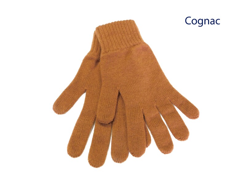 Mens Pure Cashmere Gloves Made in Hawick, Scotland Various colours Cognac