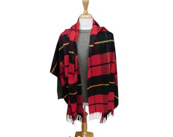 Pure Cashmere Stole - Red Check — Woven in the Scottish Highlands
