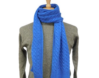Cable Knit Cashmere Scarf – Handcrafted in Hawick Scotland, Unisex Winter Gift