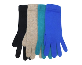 Ladies’ Pure Cashmere Short Cuff Gloves with Keystone Thumb – Handcrafted in Hawick, Scotland