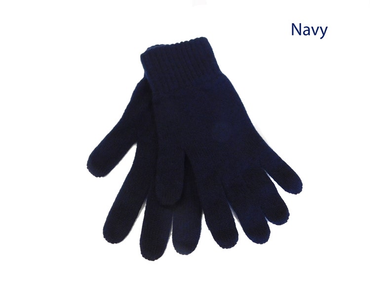 Mens Pure Cashmere Gloves Made in Hawick, Scotland Various colours Navy