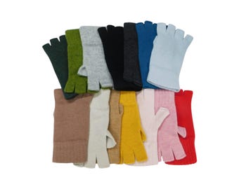 Ladies Pure Cashmere Fingerless Gloves: Keystone Thumb, Handcrafted in Scotland