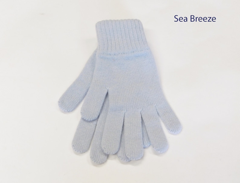 Gants pur cachemire pour femme Fabriqués à la main à Hawick, en Écosse Sea Breeze