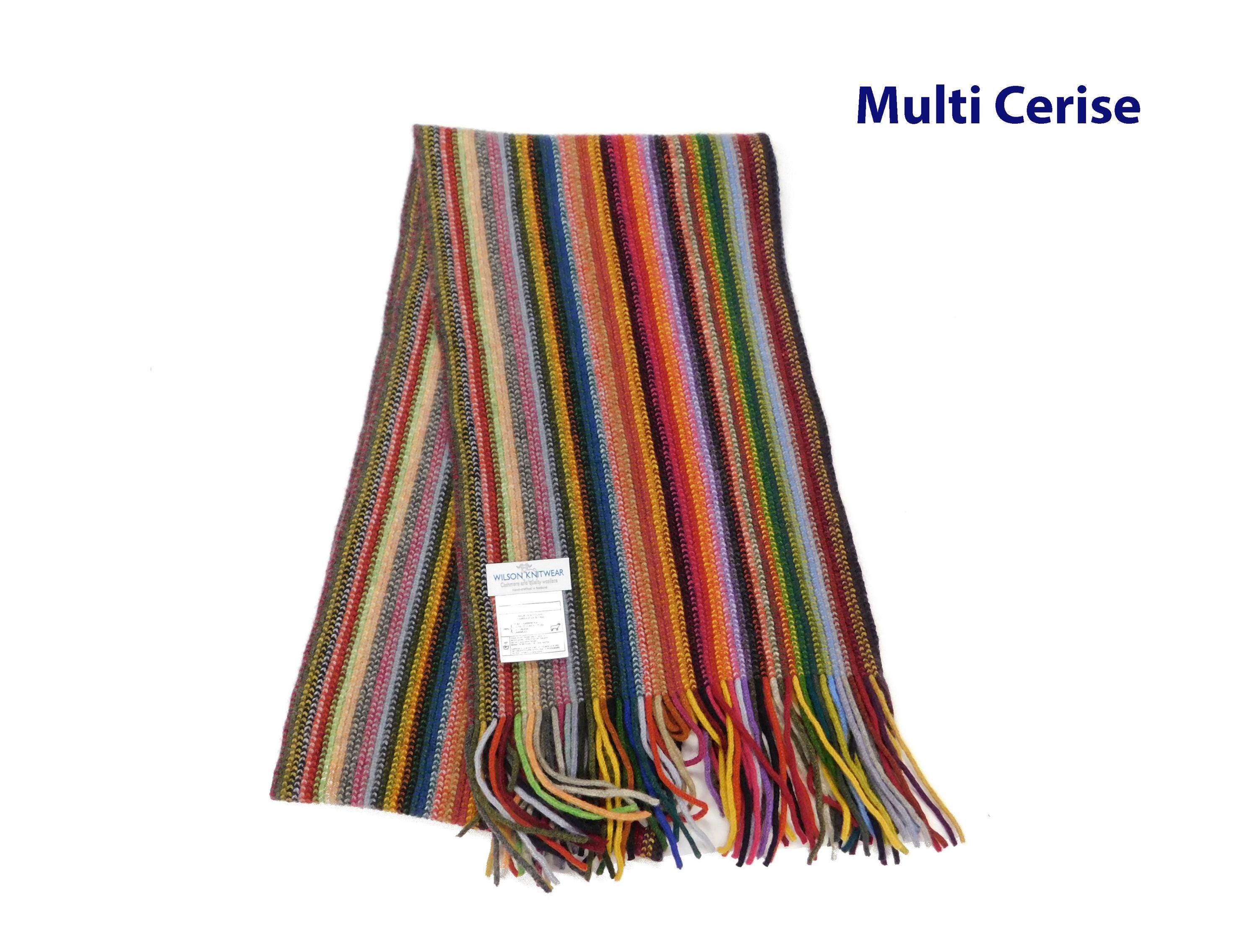 Stripe Scarf, Lambswool Multi-coloured Stripe - Reds and