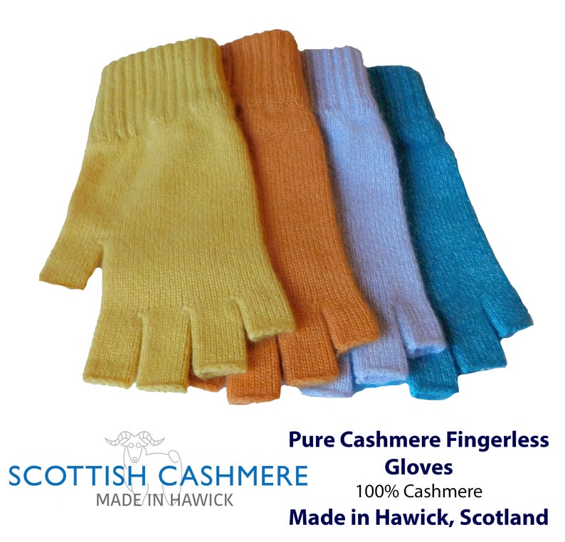 Ladies 100 Cashmere Fingerless Gloves Made in Hawick Etsy