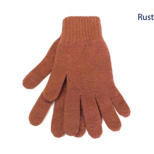 Mens Pure Cashmere Gloves Made in Hawick, Scotland Various colours Rust