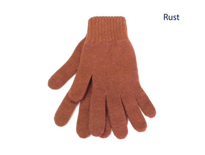 Mens Pure Cashmere Gloves Made in Hawick, Scotland Various colours Rust