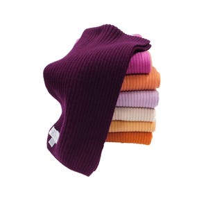 Handcrafted Scottish Cashmere Ribbed Scarf – Classic Knitted Wool Winter Accessory : Large selection of colours