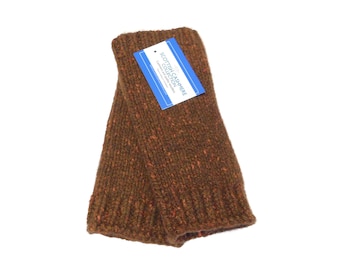 Mens Cashmere Fingerless Mitts: Donegal Marl Wrist Warmers, Handcrafted in Scotland