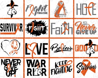 Kidney Cancer Png, Leukemia Svg, Multiple Sclerosis, Rsd Awareness Svg File, Adhd Fighter Svg, Copd Warrior, Crps Survivor Svg, Orange