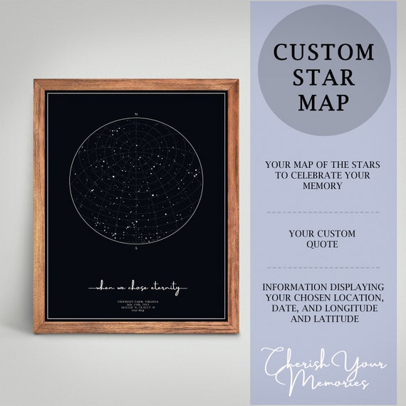 Custom Star Map Digital Download, Custom Sky Chart, Digital Art.