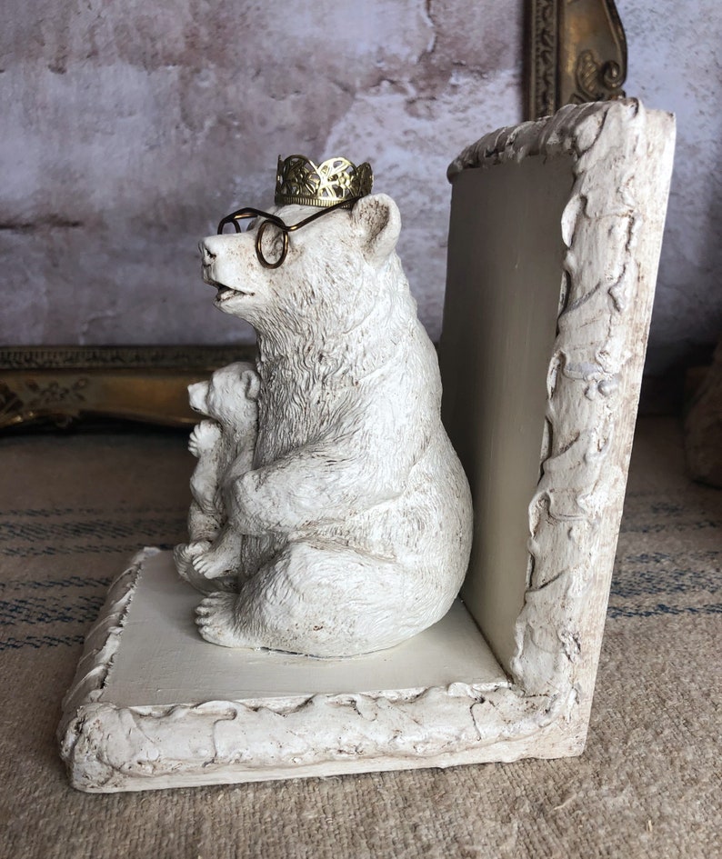 Bear and Cub Bookends / Whimsical Crowned Bear / Childrens Etsy