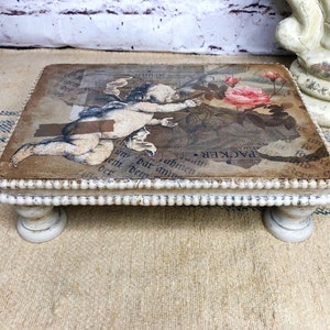 Small French Wood Riser With Cherub Decoupage Image - Etsy