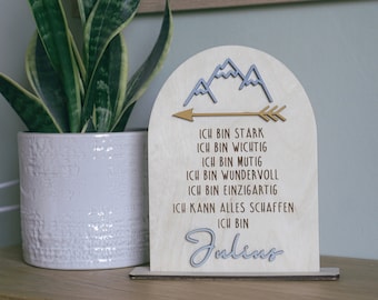 Schoolchild 2023 Retro Gift Personalized Wood / Affirmation Encouragement Children's Birthday / School Enrollment Gift Idea / Nursery Decoration
