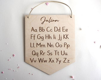 Alphabet Holzschild / Schulkind 2022 Geschenk Junge, Mädchen / Einschulung Geschenkidee/ Kinderzimmerdeko