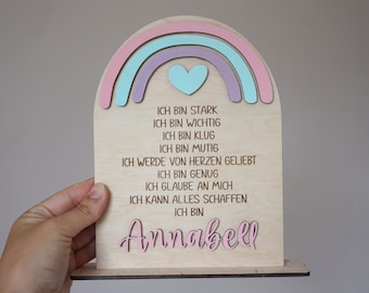 Schulkind 2024 Geschenk personalisiert Holz / Affirmation Ermutigung Geschenk Kinder Geburtstag /Einschulung Geschenkidee/ Kinderzimmerdeko