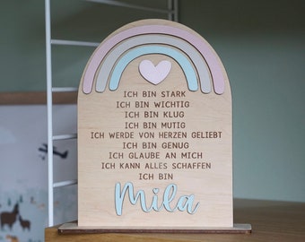 School child 2024 gift personalized wood / affirmation encouragement gift children's birthday / school enrollment gift idea / children's room decoration