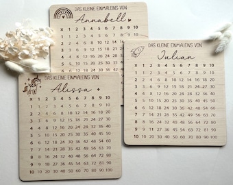 1x1, multiplication table personalized/school child 2024 wooden sign/gift boy, girl/school enrollment gift idea/school bag