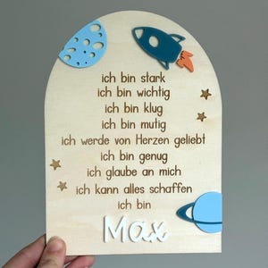 Schulkind 2025 Geschenk personalisiert Holz /Affirmation Ermutigung Geschenk Kinder /Einschulung Rakete Geschenkidee/Kinderzimmerdeko