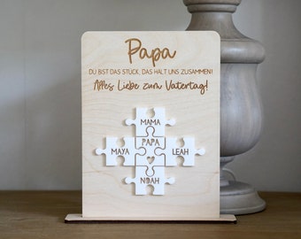 Personalized Father's Day / Dad Wooden Sign Puzzle Piece What Holds Us Together / Dad Gift Idea Card Mothers day gift