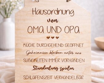 Letrero de madera / Reglas de la casa de la abuela/abuelo / Regalo para abuelos / Regalo de cumpleaños/Navidad para la abuela/abuelo