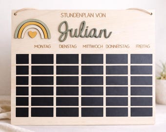 Horario de madera personalizado con nombre | Regalo de vuelta al cole | Tablero de horario de madera | Regalo para escolares | Decoración de vuelta al cole