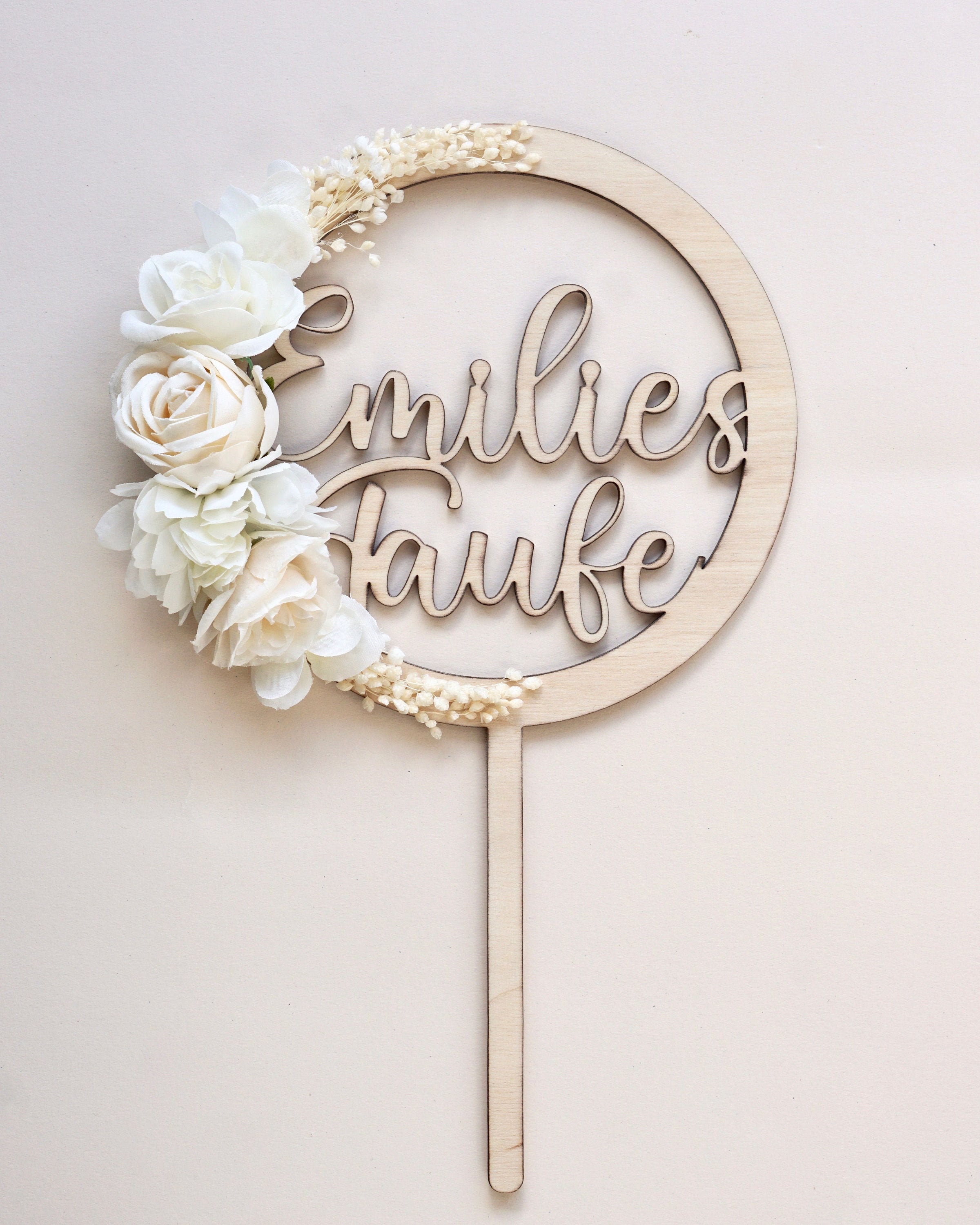 Taufe Cake Topper Tortenstecher mit Name/Blumen Etsy