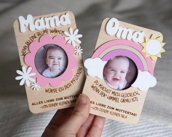 Mother's Day fridge magnet photo frame | Mother's Day gift idea wood | Gift for mom | Grandma gift Mother's Day | Fridge photo magnet