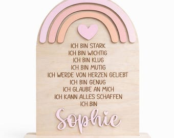 Personalized Affirmation Wooden Sign for Children | I am strong sign | Gift for children | Schoolchild 2026 | Children's room decor, motivation