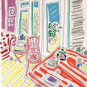 Wall Art LIVING ROOM | Original Oil Pastel Drawing | Maximalist Living Room Art  | Seb Black |  Wall Decor